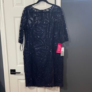 Tahari Arthur S. Levine | Navy Knit Dress | Size 16 | NWT